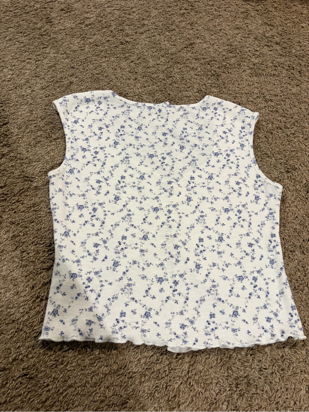 Cotton On Women’s Chelsea Open Front Ditsy Dusk Blue Floral Cottagecore Top SZ L - Picture 10 of 10